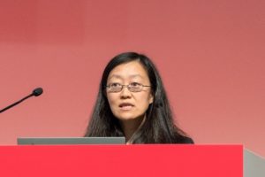Hang Lu (winner) delivering her lecture 